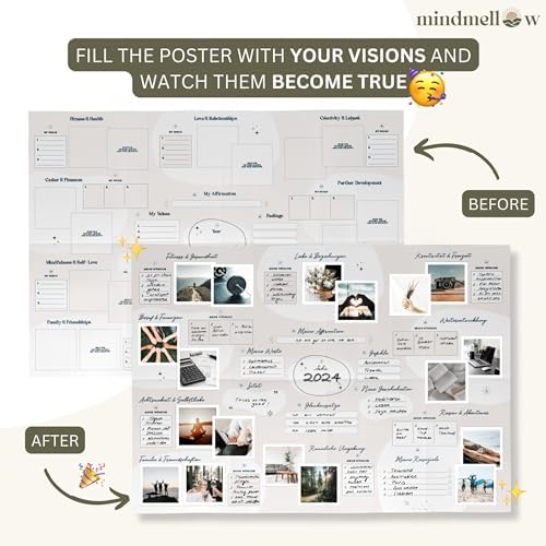 MindMellow Kit de Tableau de Visualisation «Cher Future Self» Affiche AVEC Murale, Images, Cahier, Cartes Inspirantes - Livre de Tableau de Visualisation - Image 3