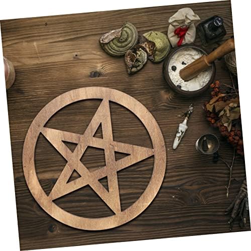 Cabilock Tuile D'autel en Bois sculpture de pentacle style vintage Décoration d'Intérie - Image 6