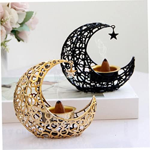 Bougeoir en Métal pour le Ramadan - Bougeoir en Forme de Lune - Décoration de Table - Doré - Image 4