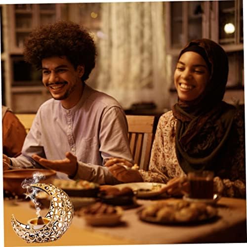 Bougeoir en Métal pour le Ramadan - Bougeoir en Forme de Lune - Décoration de Table - Doré - Image 3