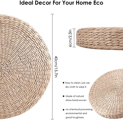 Rehomy pouf tatami coussin de siège 40 cm rond pouf tatami coussin de sol pelle méditation tapis de yoga doux - Image 7