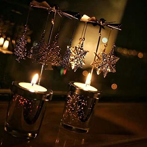 Surakey Chandelier Bougeoir Doré Chandelier vintage en fer forge Avec Plateau en verre Carrousel bouge - Image 5