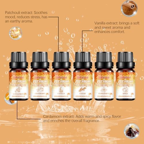 Lot de 6 Huiles Essentielles de 10 ml pour diffuser, Huiles Essentielles Pure et Naturelles, verse humidificatrice, Huiles Essentielles Purres Pour la Maison, le Bureau, Le Spa, Idéal A - Image 5