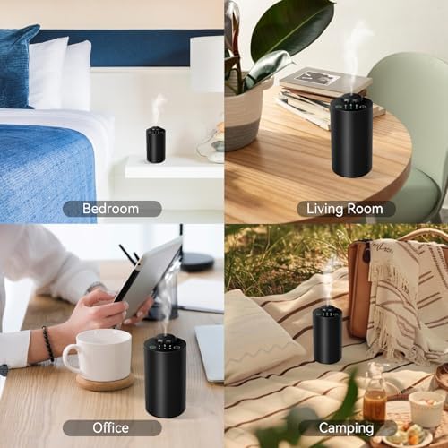 Diffuseur sans eau pour les huiles Essentielles, battant la batterie ， la technologie des ultrasons, le diffuseur de voitures, l'alliage en aluminium noir - Image 8