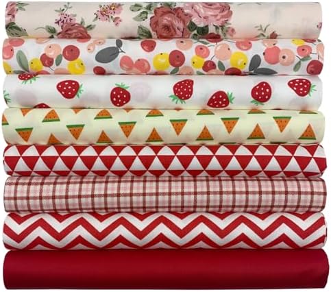 aufodara tissus coton 7 pièces 50 x 50 cm Imprime Textile patchwork mamiffons couture quilting brick tissu à la main en tissu à coudre coudre artisanat (rouge)