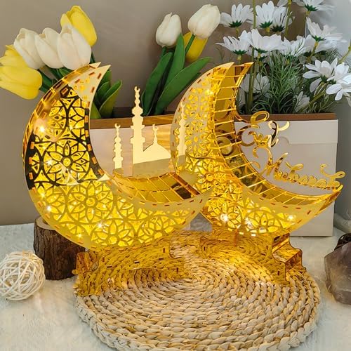Décoration du Ramadan - Bougeoir Aïd Ramadan Mubarak - Décoration de Table - Lune - Bougeoir Aïd Mubarak - Décoration de table - Ornement Ramadan pour la décoration du Ramadan (C) - Image 9