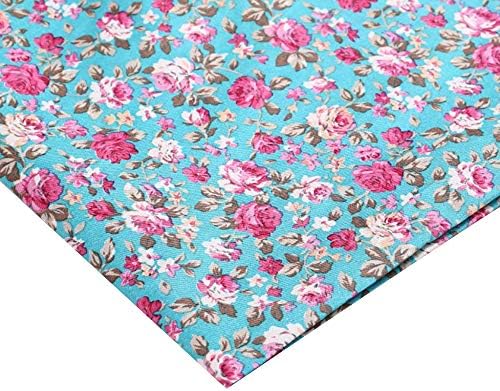 Rancheng vintage tissu imprimé floral floral 50cmx150cm tissus au mètres matériel couture pour robe vêlements patchwork rideau artisanats tissu a coudre diy loisirs créatifs bleu paon