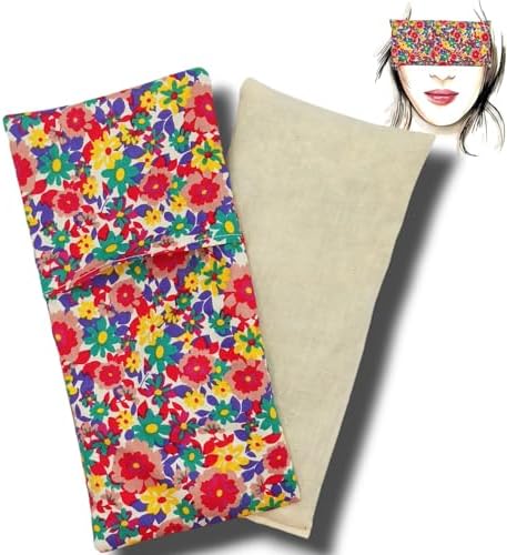 Coussin de yoga pour les yeux - oreillers couler les yeux fleurs - bleu | 1 Rembourrage et 1 housse lavable | Gines de Lavande et de Riz | Yoga, Méditation, relaxation, reposeur des Yeux