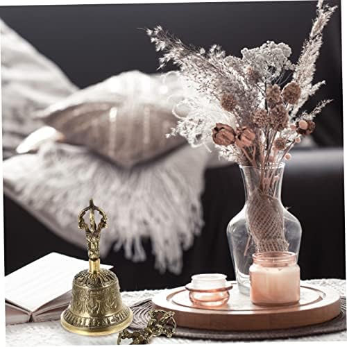 Totority 1 Jeu Vajra Bouddhiste Carillon Décoration du Temple Cloche Cloche de Porte Salon Décoration Feng Shui Cloche Vajra à Cinq Brins Clochette Bouddhique Cuivre Golden - Image 5