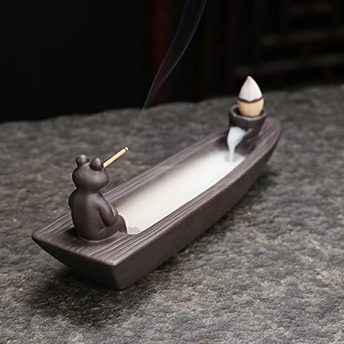 Changwanna Porte Encens Cascade Grenouille - Bateau Brûleur Encens Baton Avec 12 Encens Cone & 45 Agarwood Bâtonnets d'Ences Pour Accessoire De Zen Decoration Salon Fontaine Interieur Yoga Meditation - Image 3