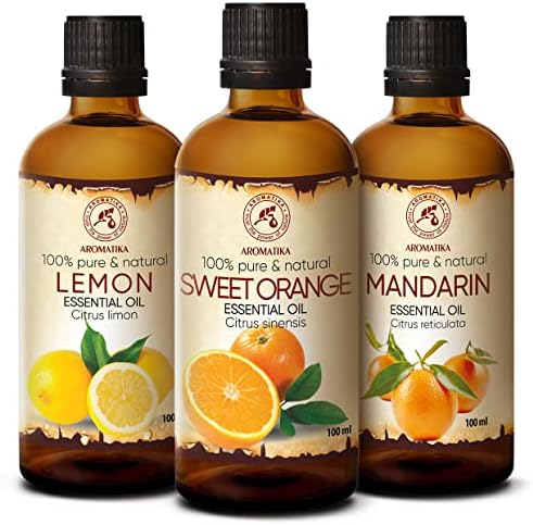 Ensemble Huiles Essentielles - 3x100ml - He Citron - He Orange - He Mandarine - Kit Huiles Essentielles Aromathérapie pour les diffuseurs - Huiles de Bain - Pure et Naturelle