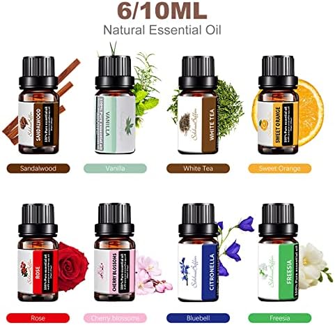 ACWOO DIFFUSEURS D'HUILES Essentielles 500 Ml AVEC 6 * 10Ml Huiles Essentielles, Ultrasonie Humidificateur Diffuseur Aromathérapie, LED à 7 CouleUrs, Arête Automatique, pour la Maison, Salon, Yoga - Image 5