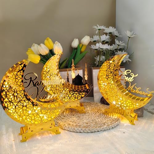 Décoration du Ramadan - Bougeoir Aïd Ramadan Mubarak - Décoration de Table - Lune - Bougeoir Aïd Mubarak - Décoration de table - Ornement Ramadan pour la décoration du Ramadan (C) - Image 8