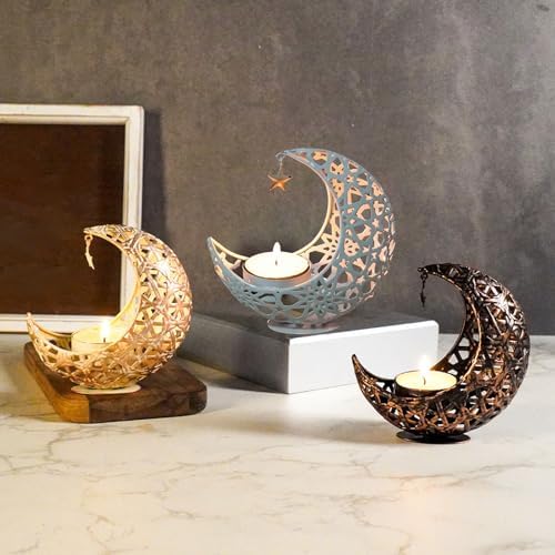 Bougeoir en forme de lune du milieu moderne pour la décoration de Noël ou de mariage - Image 3