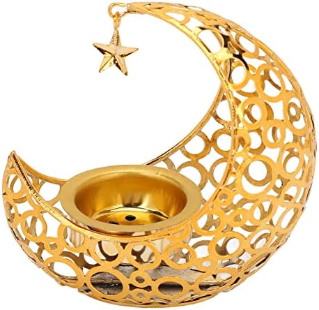 Bougeoir en Métal Lune Dorée, lustre romantique moderne anti-stress, Candélabre en Forme de Lune pour chambre à coupe