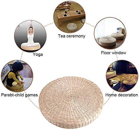 Rehomy pouf tatami coussin de siège 40 cm rond pouf tatami coussin de sol pelle méditation tapis de yoga doux - Image 6