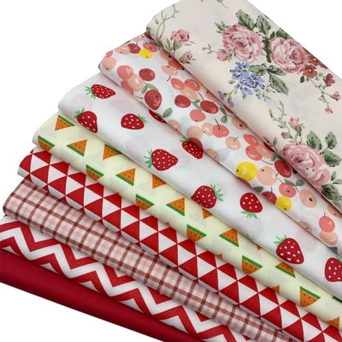 aufodara tissus coton 7 pièces 50 x 50 cm Imprime Textile patchwork mamiffons couture quilting brick tissu à la main en tissu à coudre coudre artisanat (rouge) - Image 6