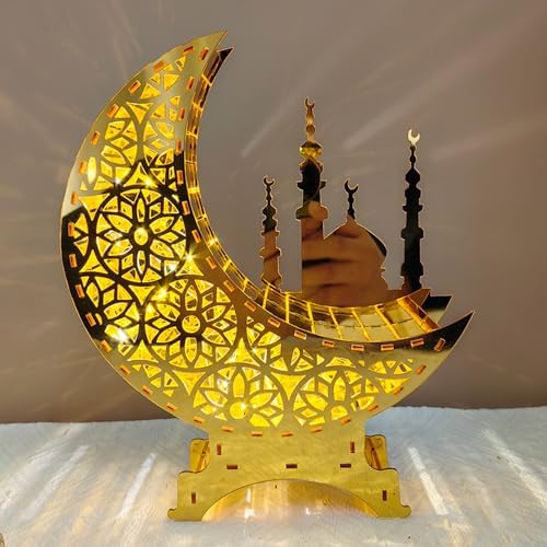 Décoration du Ramadan - Bougeoir Aïd Ramadan Mubarak - Décoration de Table - Lune - Bougeoir Aïd Mubarak - Décoration de table - Ornement Ramadan pour la décoration du Ramadan (C)
