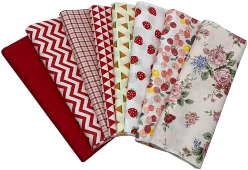 aufodara tissus coton 7 pièces 50 x 50 cm Imprime Textile patchwork mamiffons couture quilting brick tissu à la main en tissu à coudre coudre artisanat (rouge) - Image 3