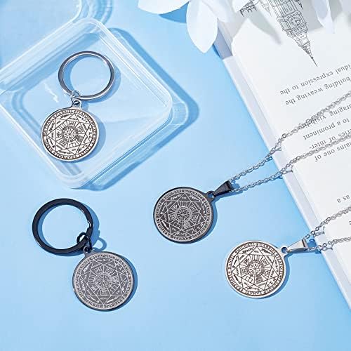 PLIGRET 4 PCS Sept Archanges pentif pour protection spiritual talisman amulette porte-clés Sceau des 7 Archanges Protection Collier pour homme Médaille en acier inoxydable bijoux - Image 2