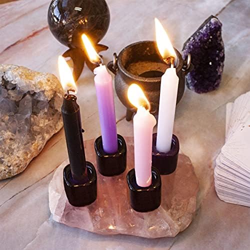Ahandmaker lot de 5 bougeères carillon en céramique, 17,5 mm bougeères rituels noirs, Parfaits pour les rituels, la veille, la divination, La sorcellerie - Image 3