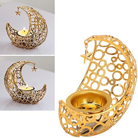Bougeoir en Métal Lune Dorée, lustre romantique moderne anti-stress, Candélabre en Forme de Lune pour chambre à coupe - Image 3
