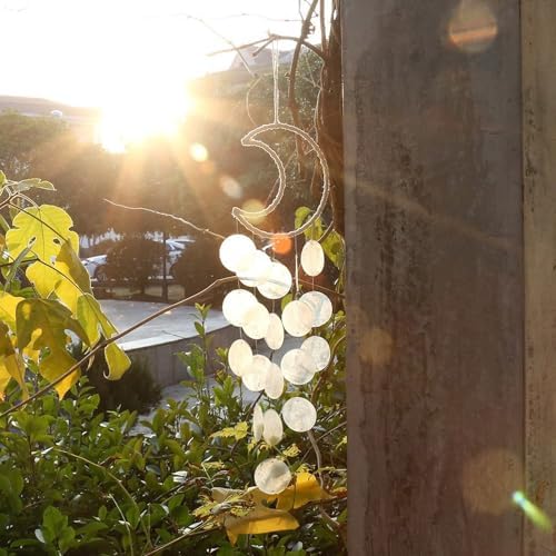 Ddujbtp Carillon Artisanal Capiz à Suspendre - Tonalité apaisante Pour la Maison et le Jardin - Carillon à Vent Artisanal - Acoustique de Jardin Animee - Image 3