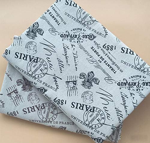 OneChance Tissu Coton Lin Motif Tour Eiffel Tissus au Myter Materieriel Diy Couture Pour Rideau Patchwork Artisanats Tissu A Coudre 100x150cm Color Paris Couronne Noir taille 1 MÉTRE - Image 3