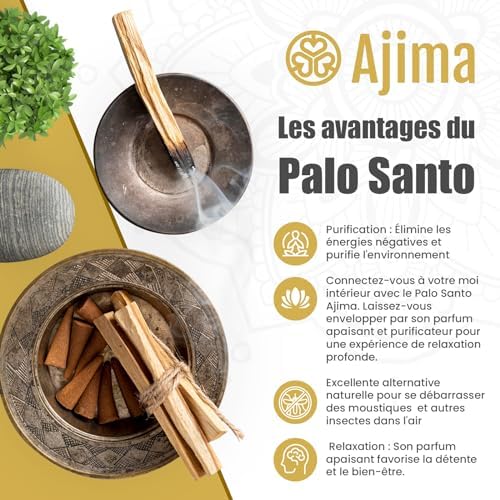 PALO SANTO ENCENS Naturel du Pérou Authentique - Lot de 5 Bâtons en Bois de Qualité Supérieure Pour la Méditation et Protection Maison - Purification à Broieler Bâtonnet en Bois - Image 2