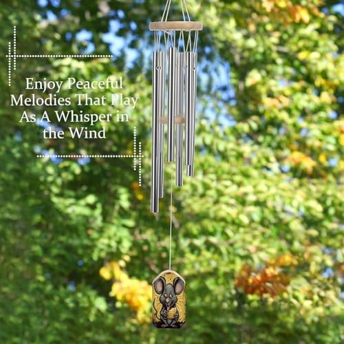 Carillon éolien pour l'Eltterieur, le rat giga un Morceau de Fromage - Tons Méloquiques apaisants - Carillon à ventilateur pour extérieur, terrasse, Maison ou Jardin - 6 tubes en alliage d'aluminium - 52,1 cm - Image 5