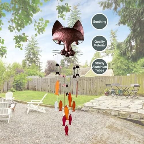 PLOOKYOE CARLON ÉOLIEN EN MÉTAL LET CHAT ET CHAT - CARILLON À VENT VINTAGE EN MÉTAL - MÉLODIE APAISANTE LET JARDIN - Image 8