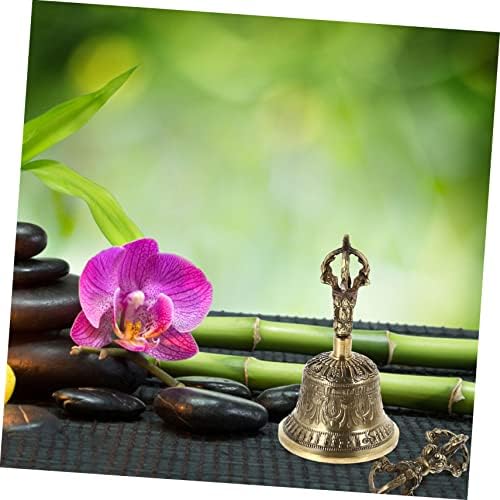 Totority 1 Jeu Vajra Bouddhiste Carillon Décoration du Temple Cloche Cloche de Porte Salon Décoration Feng Shui Cloche Vajra à Cinq Brins Clochette Bouddhique Cuivre Golden - Image 8
