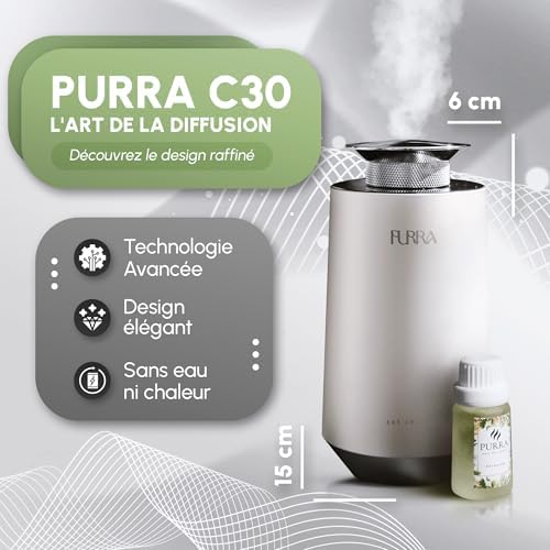 Purra C30 Diffuseur d'Huiles Essentielles - Portable et rechargeable, idéal pour la voix, Bureau Ou Chambre et cadeau, Technologie Avance, Sans Eau et Sans Chaleur, Design Élégant - Image 2