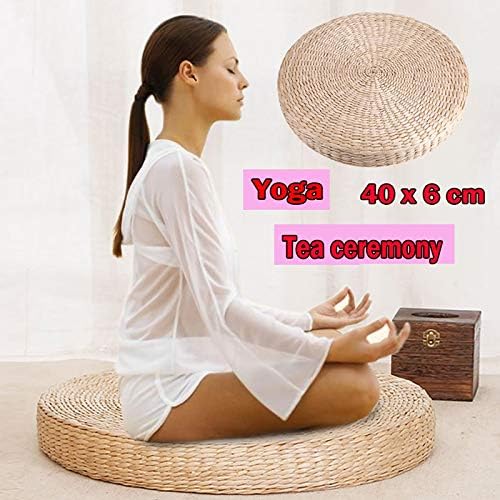 Rehomy pouf tatami coussin de siège 40 cm rond pouf tatami coussin de sol pelle méditation tapis de yoga doux - Image 8