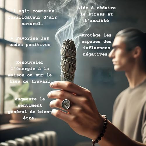SAUGE BLANCHE À BRAILLEUR PUR - AVEC PALO SANTO, Roses, Cannelle, Romarine, Eucalyptus - Kit de NetToyage Énergétique - Favorise Le Bien-Ween, La Méditation et la relaxation - Sahumerio Naturel… - Image 8