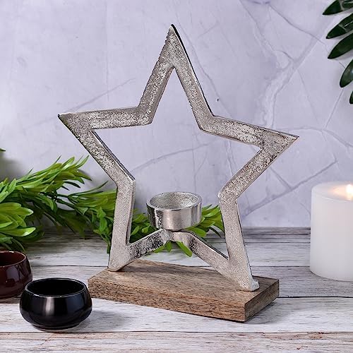 Marrakech Photophore décoratif xxl en forme d'hétoile 25 cm - objet décoratif star 1 commission décoration de table - argente - Image 2