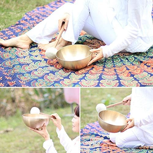 Chantants Tibétains bol bol à chant Tibétain en Métal fait par la main de la hauté en laiton Métal Tibétain Yoga Bol à chant la méditation sonore Bowl (Couleur: Brass, taille: 27cm) - Image 4