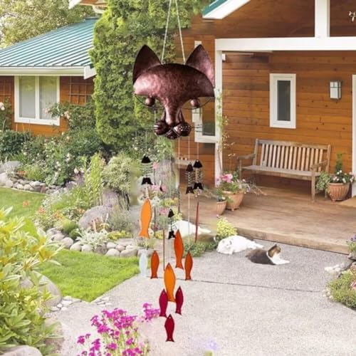 PLOOKYOE CARLON ÉOLIEN EN MÉTAL LET CHAT ET CHAT - CARILLON À VENT VINTAGE EN MÉTAL - MÉLODIE APAISANTE LET JARDIN - Image 2