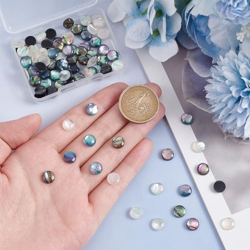 Ph Pandahall 90pcs 3 Couleurs Imitation Coquille d'Ormeau Cabochons, Cabochons à Dos Plat de 8 mm Demi-ronds Dôme en Acrylique Embelloss - Image 3