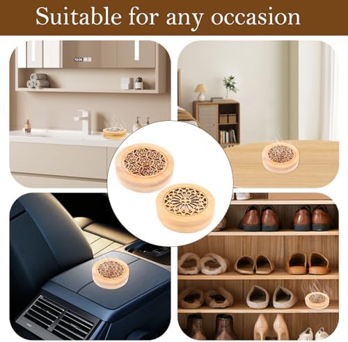 Urhrhu 2 Pièces Diffuseur d'Huiles Essentielles en Bois Avec Pierre de Diffusion Huile Essentiellle pour salon Salle de Bains Bureau Bureau Armoire à Chaussures (style 1) - Image 6