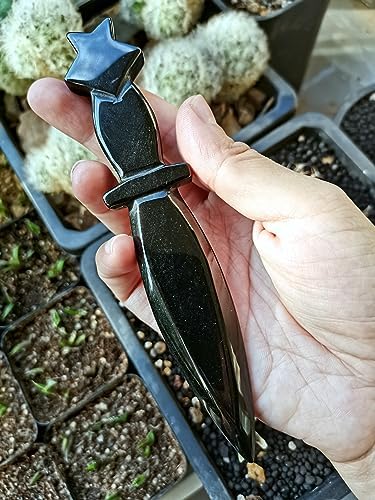 Outil ritual wicca de poignard athame d'obsidienne, quatrenitures et outouls wiccan de pentacle de Pierre gemme noire pour alter (non aiguisés) - Image 8