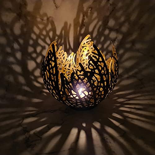 Photophore de forme moderne noir / ou en moréur metal 12 cm * crée de superbes effets de lumière *. - Image 5