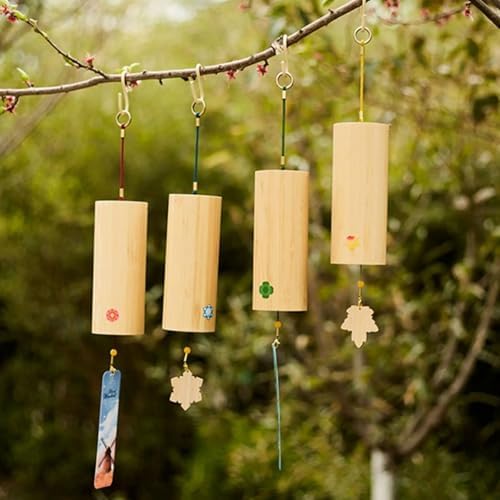 Carillon à Vent en Bambou 4 Pièces, Ensemble de Carillons à Vent Cadg, Carillons de Méditation apaisants émotionnels, Carillons décoratifs exterieurs Suspendus pour Jardin, - Image 3