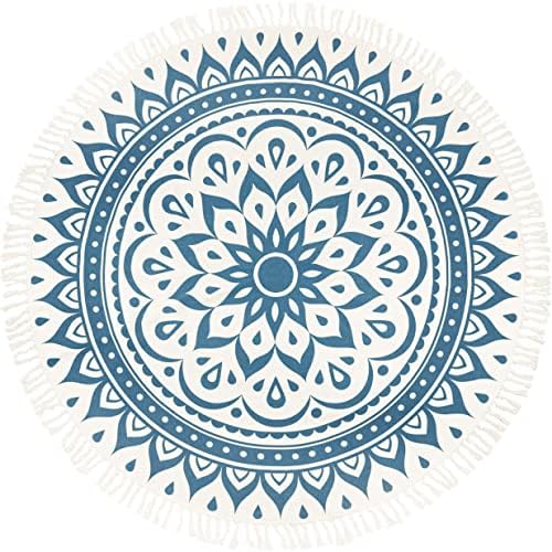 Sonic Energy Tapis de Méditation Rond - 200 cm - Bleu Marine - Lavable - Pour Méditation, Yoga, Décoration - SAC EN POLYESTER AVEC CORDON DE SERRAGE INCLUS (MMR1NB)