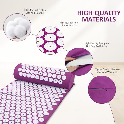 ACUPRESSION BULZEU TAPIS, KIT D'ACUPRESSION POUR LE COU ET LE DOS, TAPIS DE FLEUR ACUPRESSION POUR UNETENTE ET UN MASSAGE DE MASSAGE (Violet) - Image 3