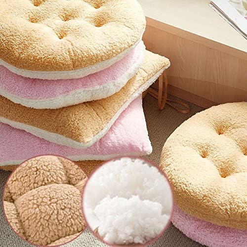 Smiupin Coussin de chaise confortable en laine d'Agneau, Coussin de Sieège de Chaise Doux et Pelucheux, Coussin de Siège pour la méditation à la Maison et au Bureau (35cm, Rond-Blanc) - Image 4