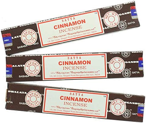 Satya - Lot de 3 Paquets de Bâtonnets d'Encens Nag Champa - Parfum Cannellle