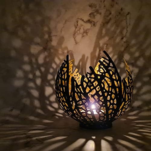 Photophore de forme moderne noir / ou en moréur metal 12 cm * crée de superbes effets de lumière *. - Image 4