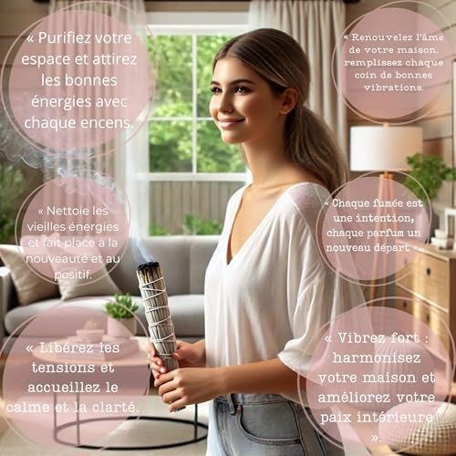SAUGE BLANCHE À BRAILLEUR PUR - AVEC PALO SANTO, Roses, Cannelle, Romarine, Eucalyptus - Kit de NetToyage Énergétique - Favorise Le Bien-Ween, La Méditation et la relaxation - Sahumerio Naturel… - Image 4