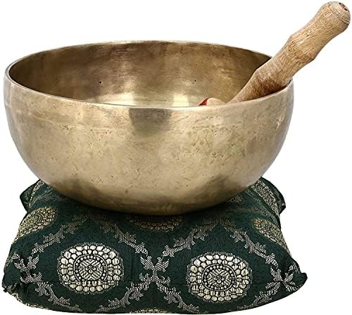 Devyom Bol Chantant Tibétain de 22,9 cm au chakra de la gorge du tibet, bol chantant de Guérison, bol de méditation fabrique à la main.